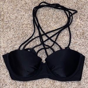Aerie Black Criss Cross Swim Top